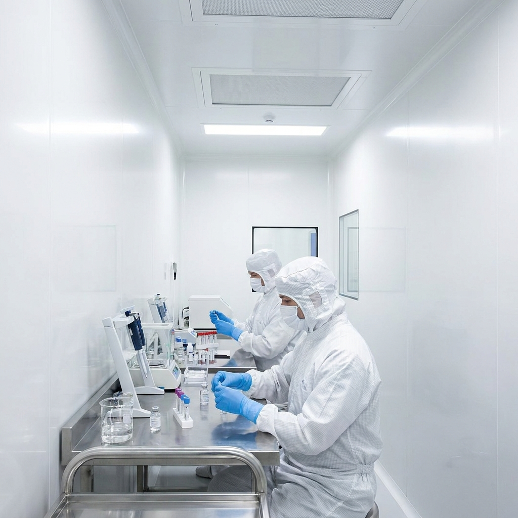 Cameră curată farmaceutică cu pereți antibacterieni conformi ISO 14644-1